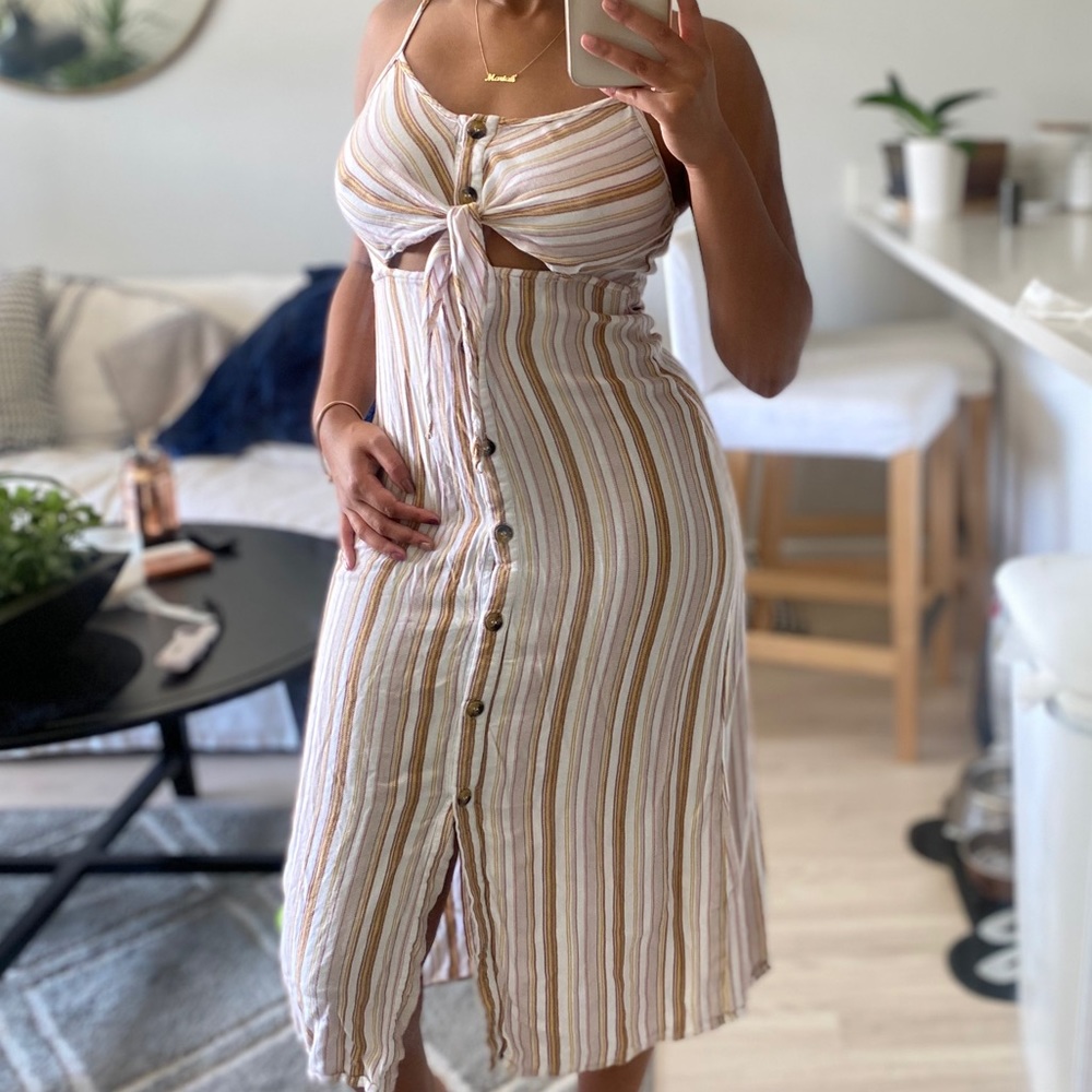 Striped Dress with Tie Front